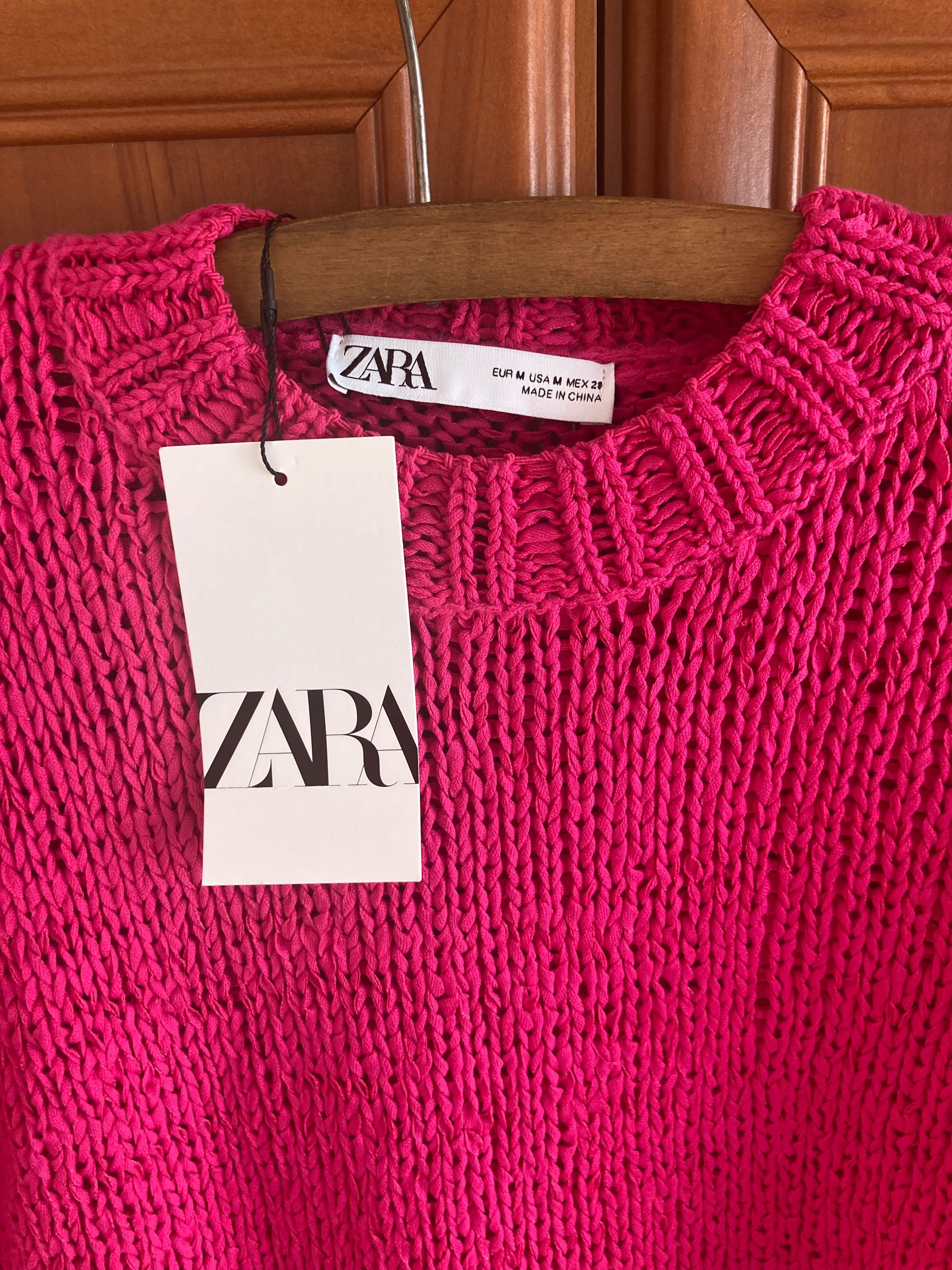 Sweter w neonowy różowym kolorze Zara roz. L