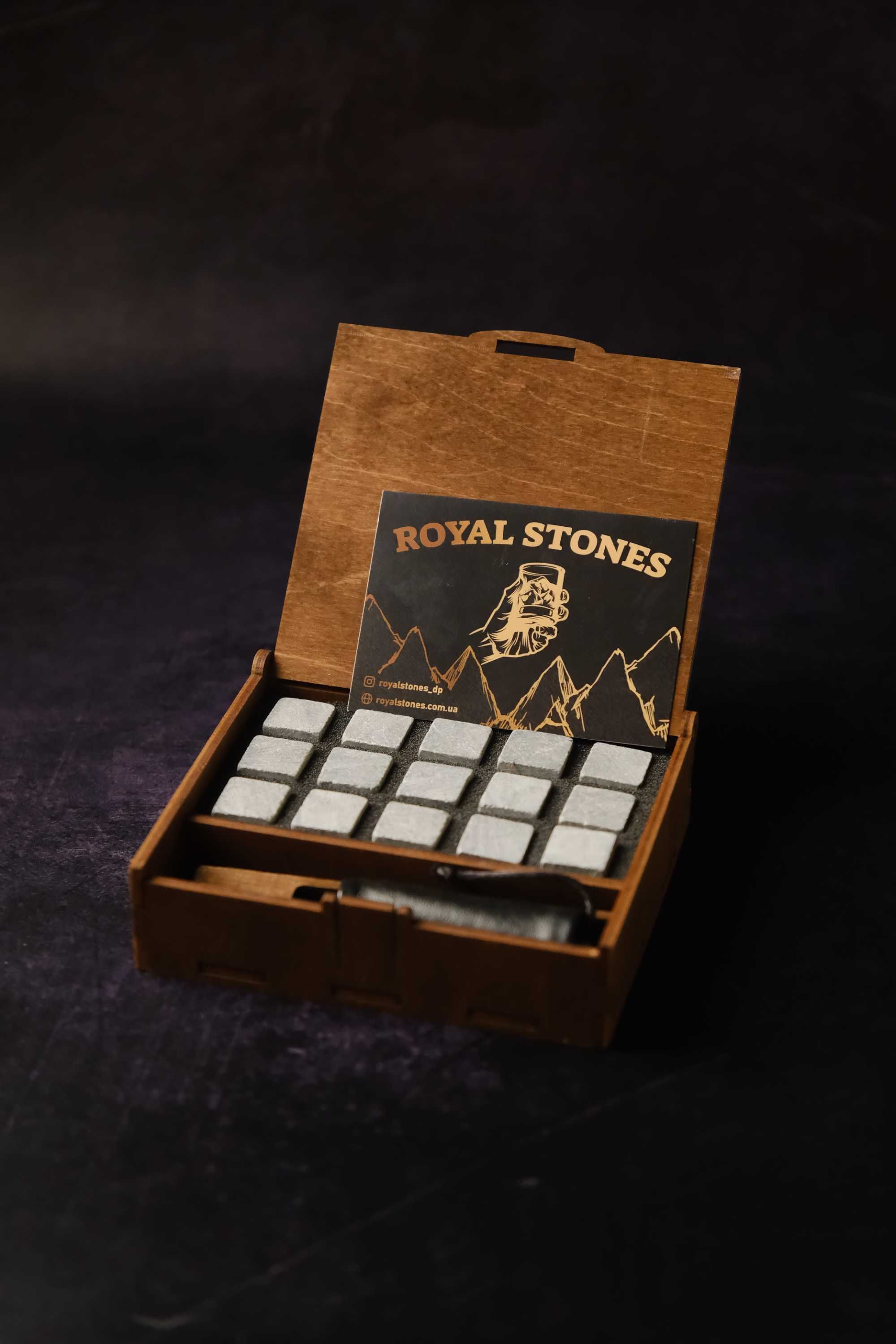 Камені для віскі дерев'яна упаковка 15 шт каменців/ Камни для виски