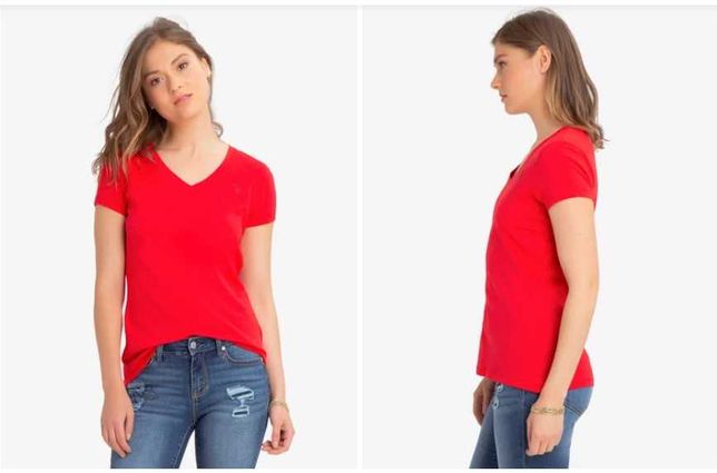 Стильна червона футболка від US Polo  V- виріз   розмір М