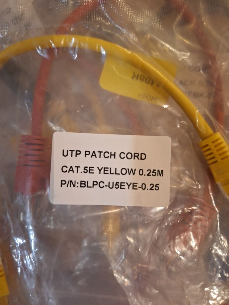 Kabel LAN 0,25m Patchcord UTP 5e Sieciowy RJ45 RJ 45