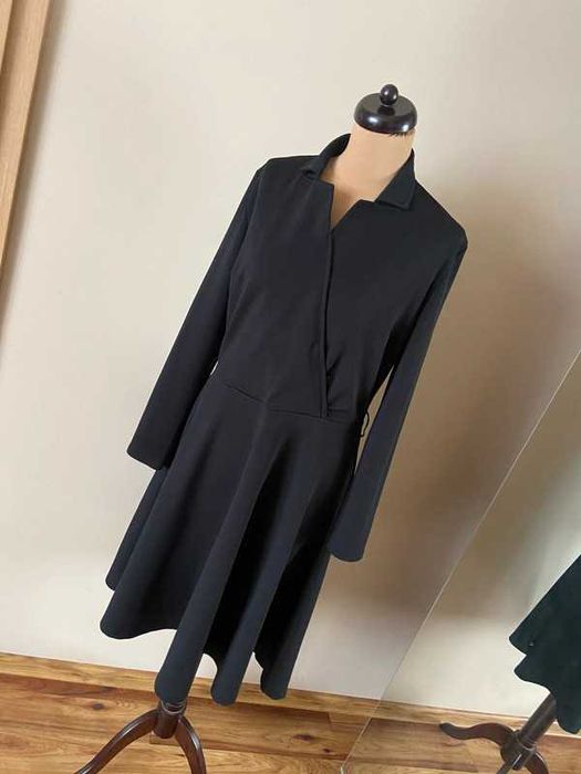 44 42 mohito czarna sukienka basic rozkloszowana +size