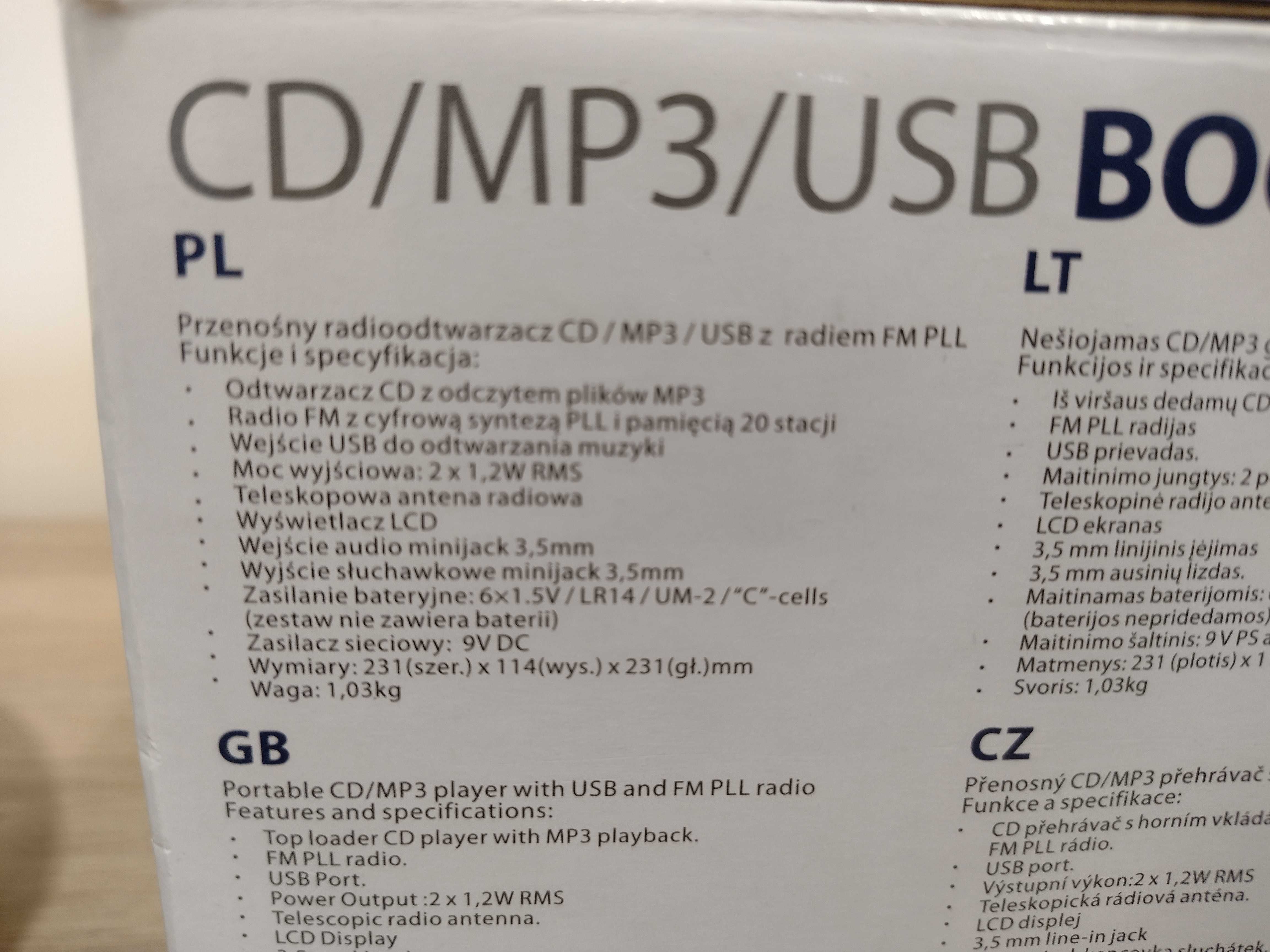 Przenośny radioodtwarzacz CD/USB BB6YL