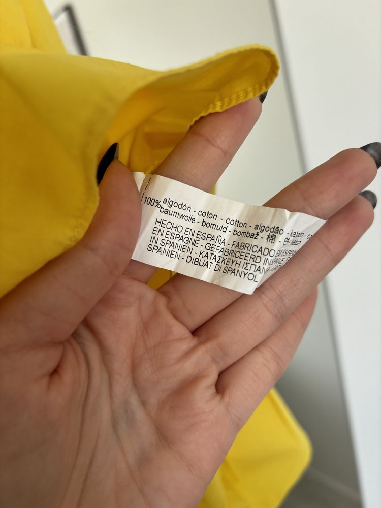 Bawełniana żółta bluzka z bufiastymi rękawami 100% bawełna Zara M