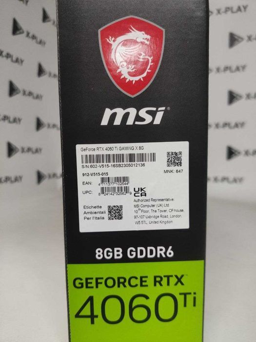 Відеокарта MSI GeForce RTX 4060 Ti GAMING X 8G •Нові•Гарантія•