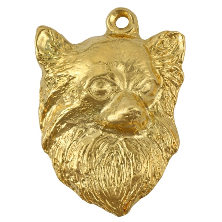 Chihuahua długowłosy brelok pozłacany w pudełku Art-Dog