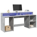 Vidaxl Biurko Z Podświetleniem Led, Betonowa Szarość, 200X55X91 Cm