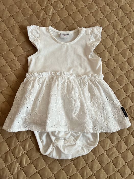 Платье бодик на девочку белое прошва 62