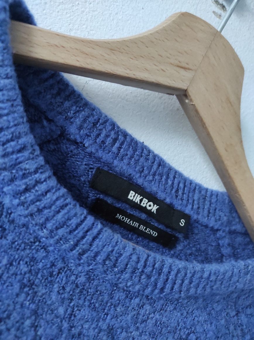Moherowy Niebieski Sweter Bik Bok S 36
