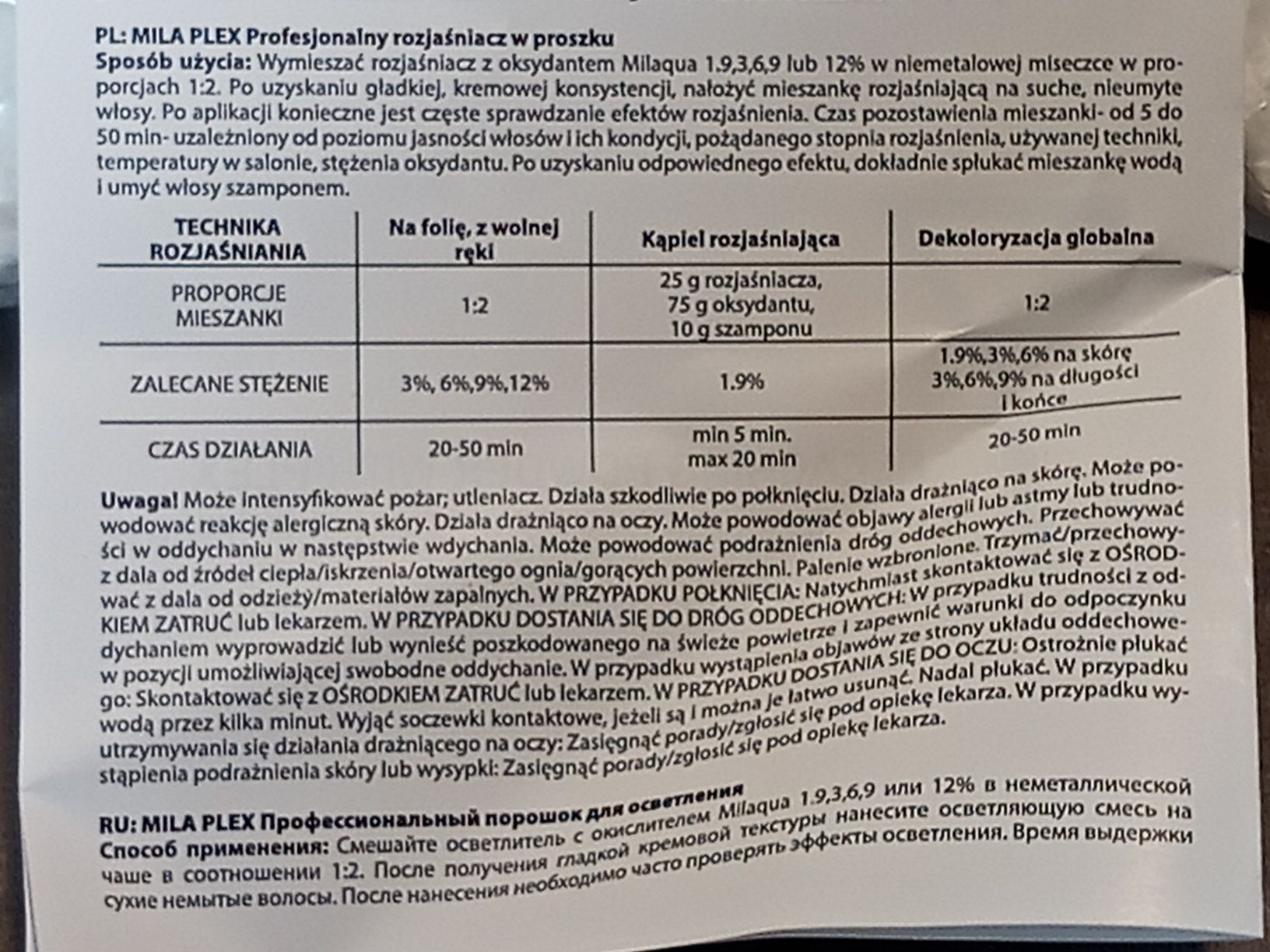 Mila Plex rozjaśniacz do włosów 7 tonów 500 g