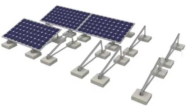 Aluminiowa konstrukcja balastowa moduły układane poziomo z szyną pv