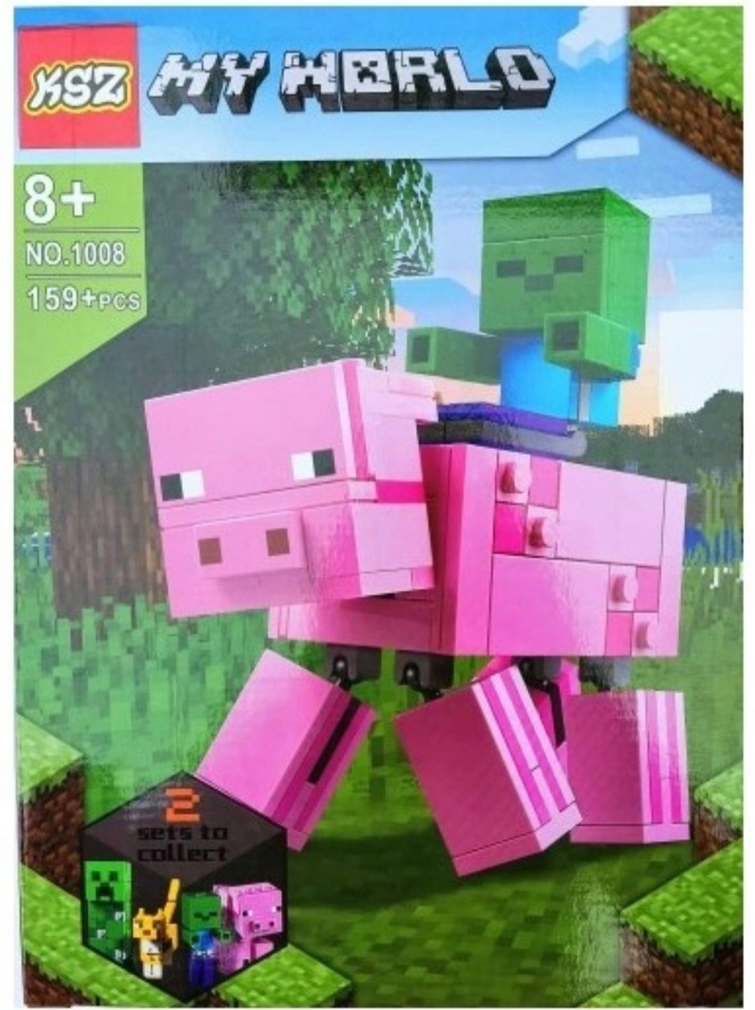 Klocki Minecraft MyWorld Świnia i Małe Zombie