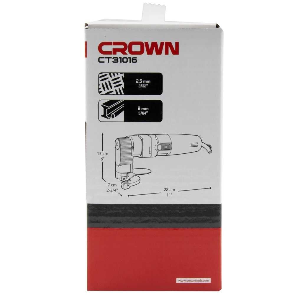 Ножницы по металлу сетевые CROWN CT31016/гар3/металл 2мм/аллюм 2.5мм