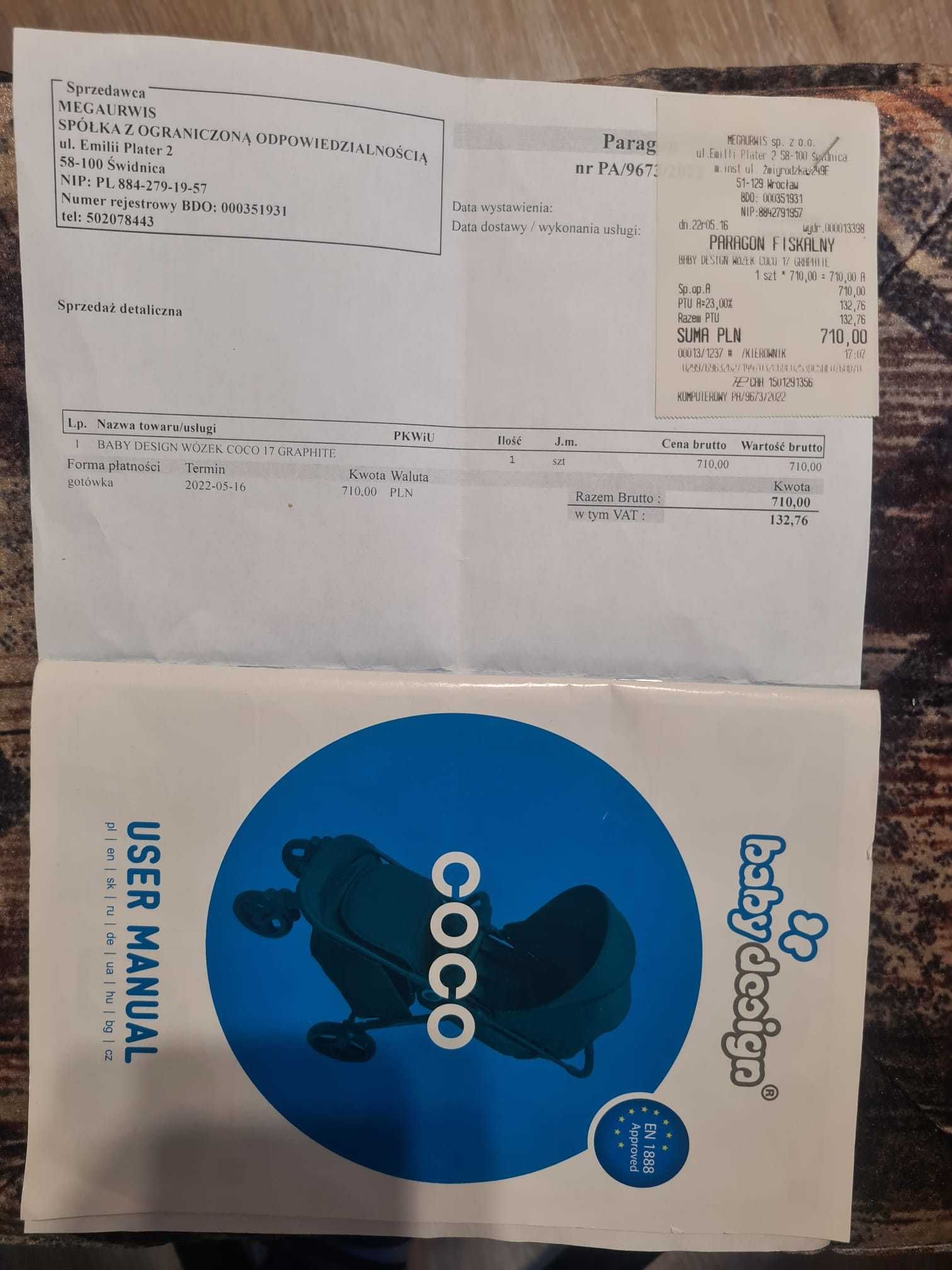 Wózek ,typ spacerówka. Baby Design COCO.