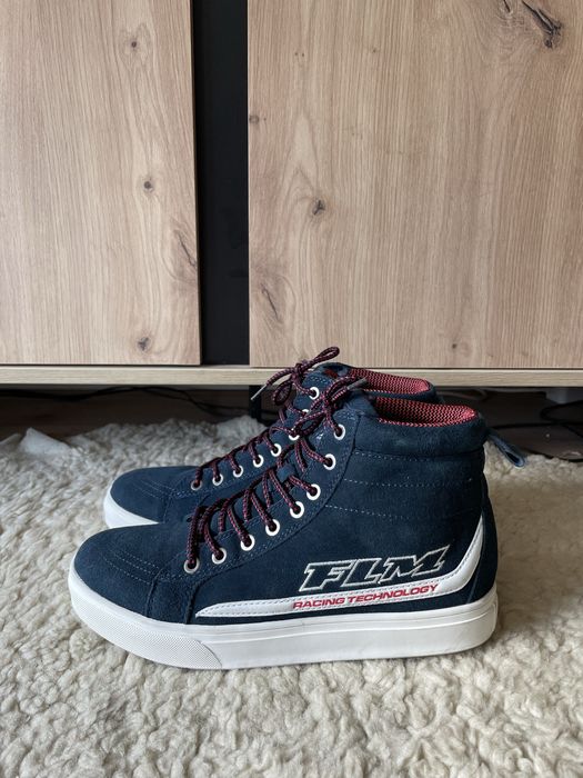 Niebieskie za kostkę buty motocyklowe motor wiązane tenisówki trampki