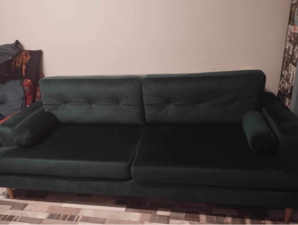 Sofa rozkładana 3 osobowa ciemna zieleń
