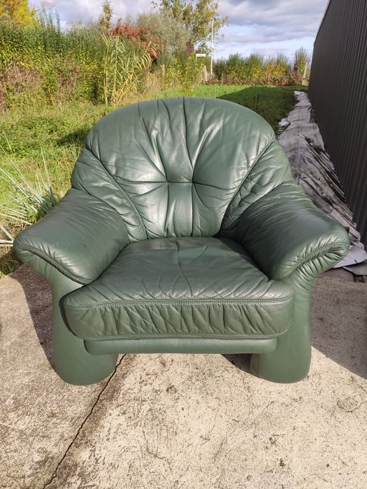 Sofa skórzana 3-osobowa+2 fotele+pufa- skóra naturalna! Okazja