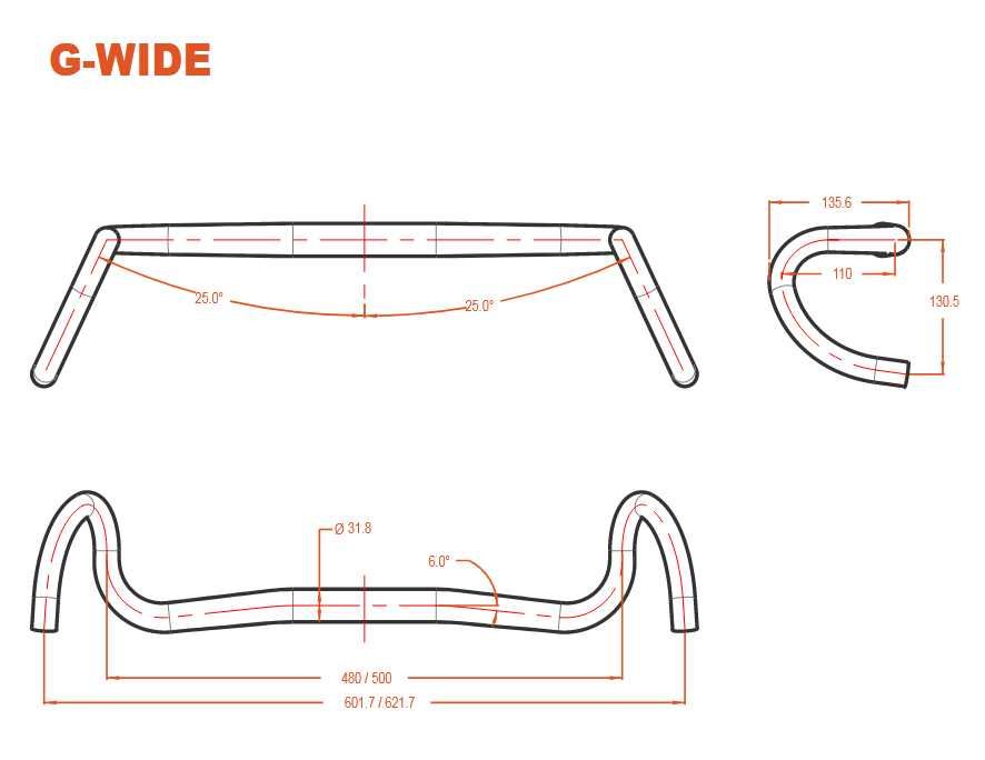 Nowa Kierownica FUNN G-WIDE 31,8 x 480 / 500mm 339g Gravel