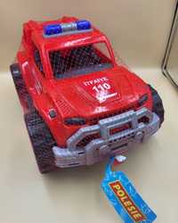 Duży 36 cm samochód jeep czerwony Polesie straż pożarna
