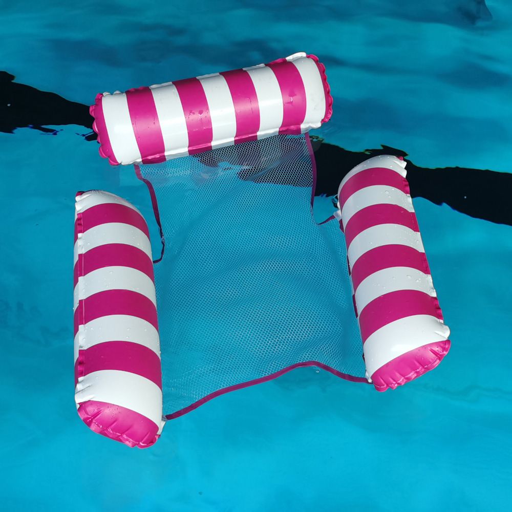 Nadmuchiwany pływający leżak fotel do wody - różowo-biały