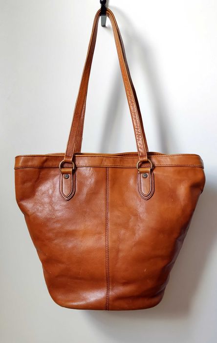 Вінтажна шкіряна сумка шопер, тоут
