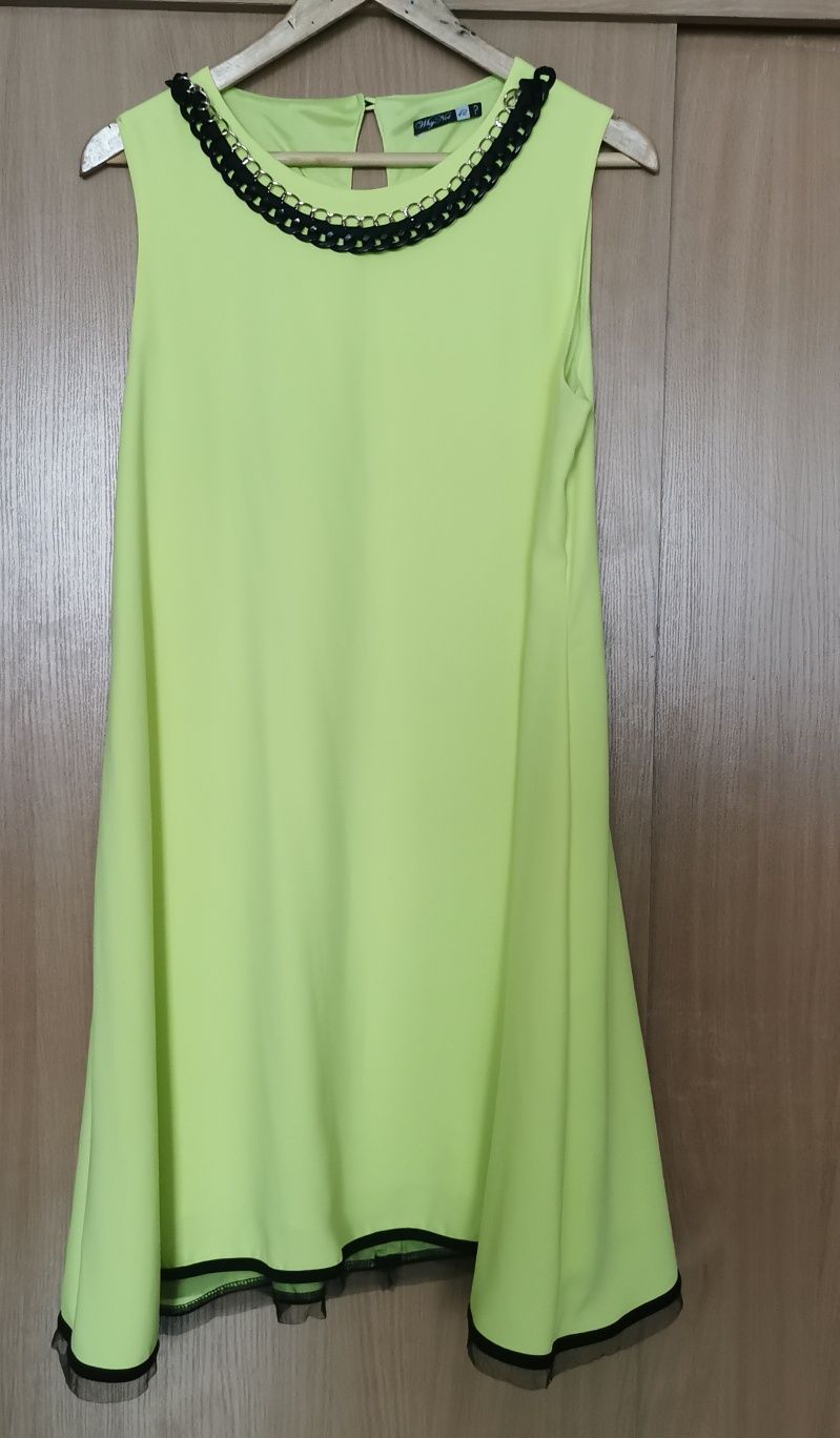 Żółta sukienka neonowa zielona why not 42 xl łańcuch