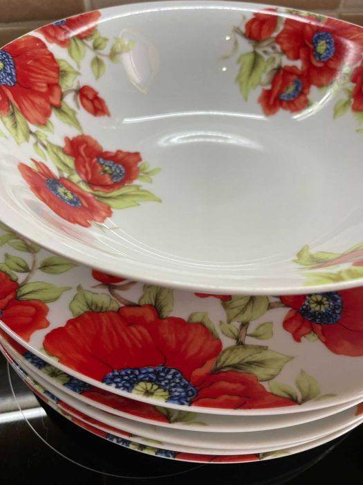 Набір 6+1 тарілок великих 27 см, порцеляна Італія, набір посуду,сервіз