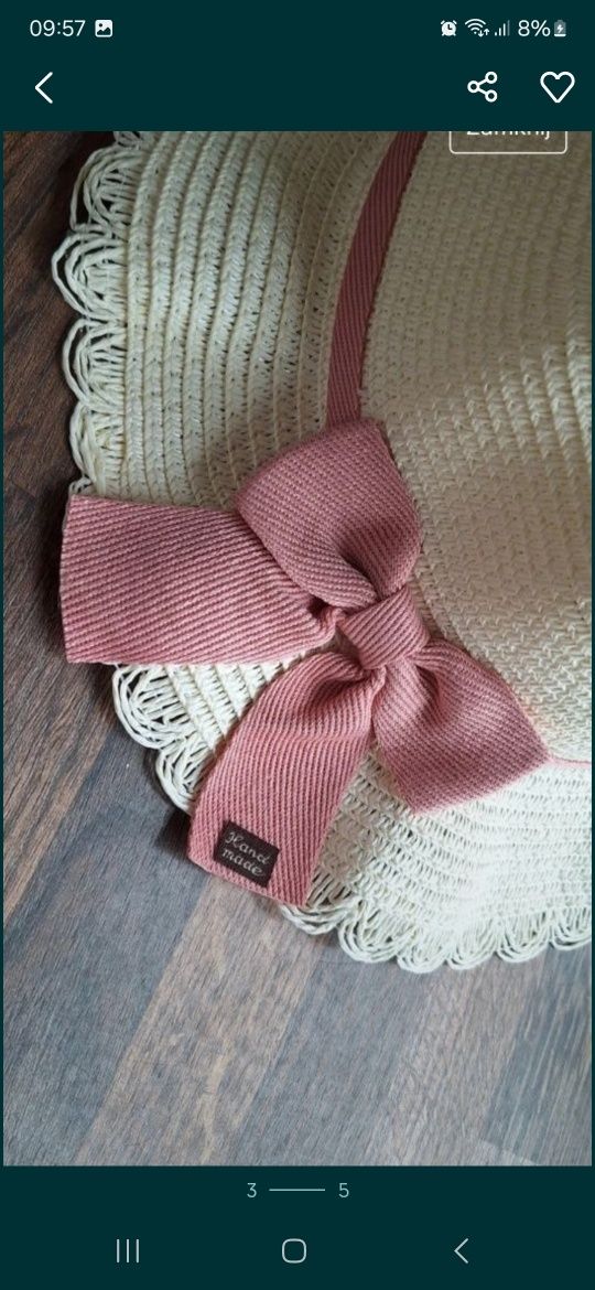 Zestaw kapelusz słomkowy i torebka handmade z kokardką