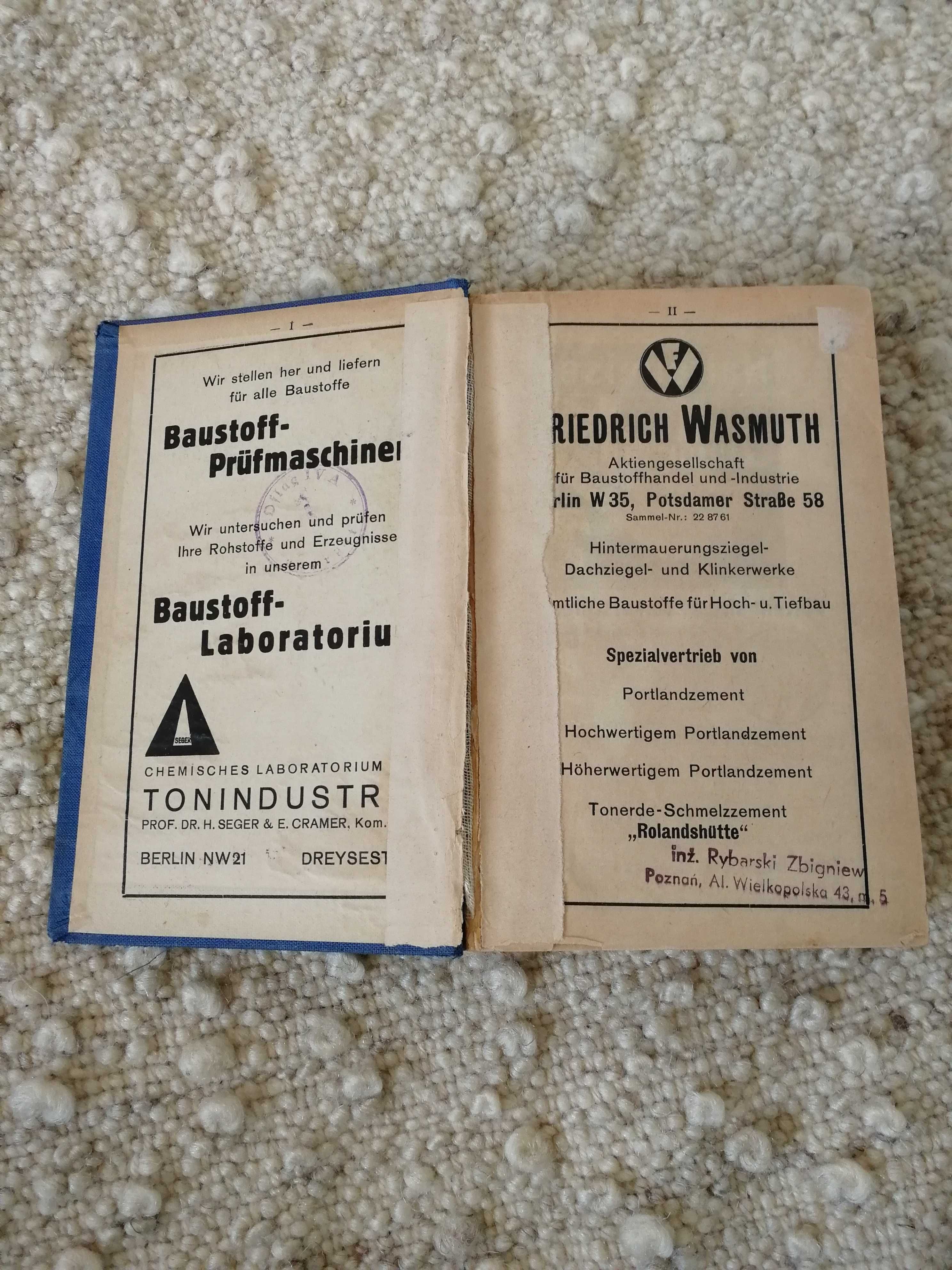 Beton-Kalender - taschenbuch fur den beton, Berlin 1940 r.
