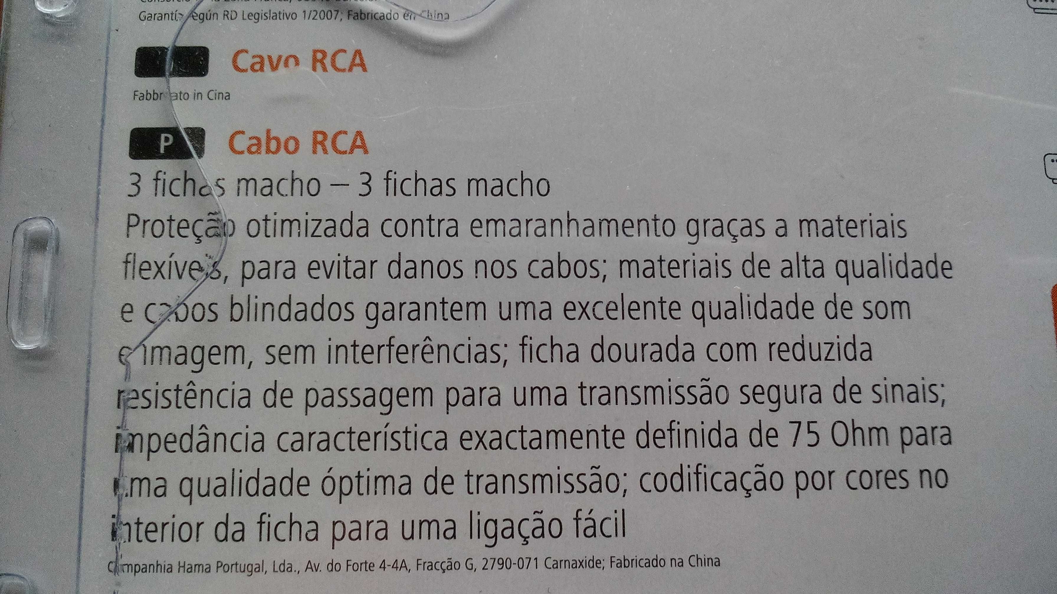 Cabo RCA Hama 3 conetores  com 3m super flexível com boa impedância