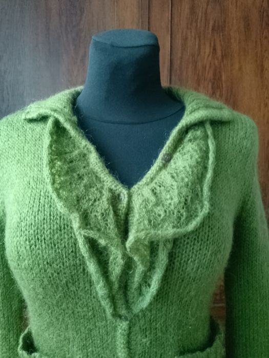 Zielony sweterek wełna moher