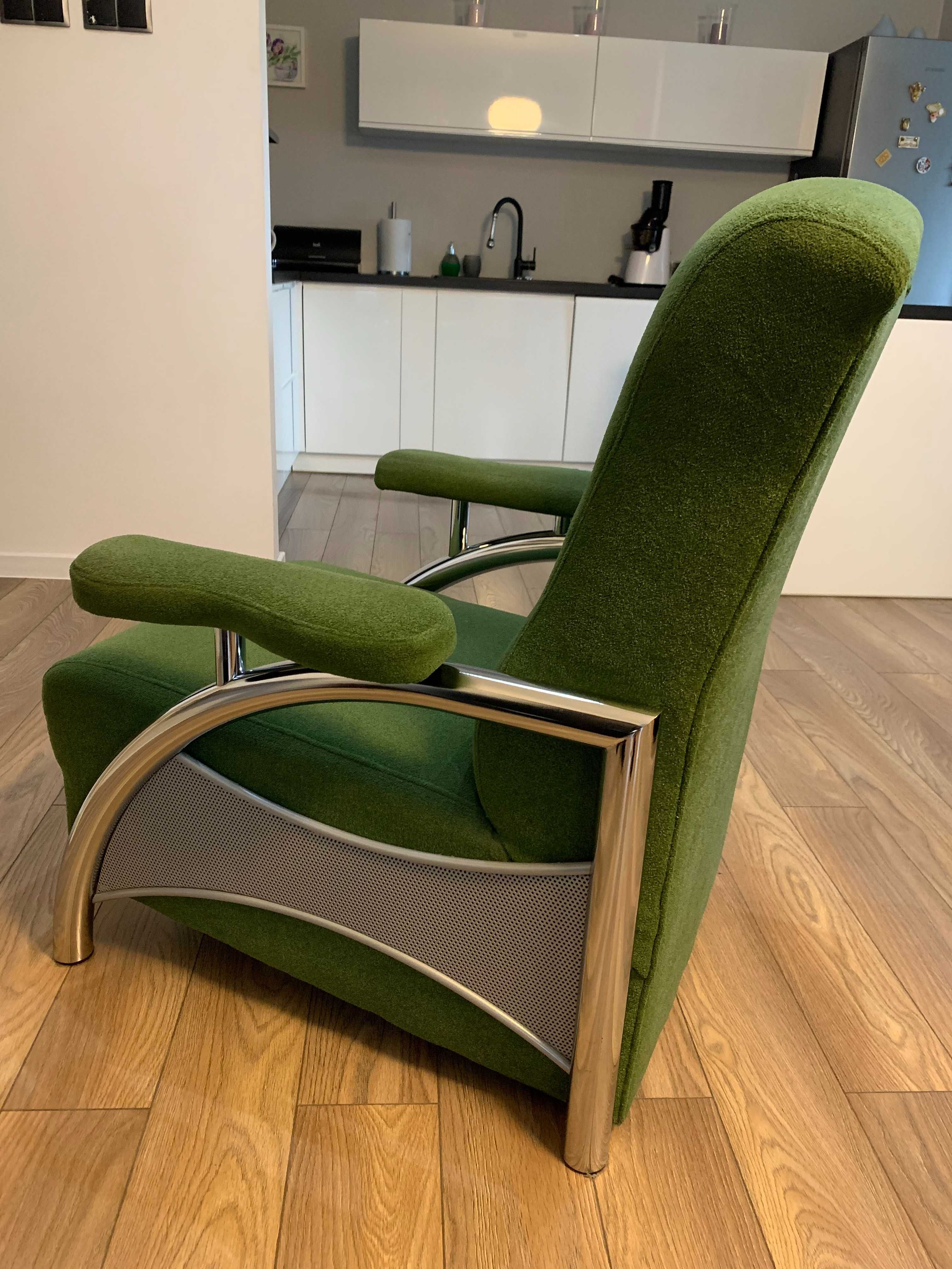 Fotel używany zielony niklowany