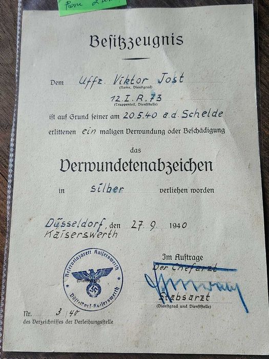 документи для німецьких нагород оригінал , стан гарний