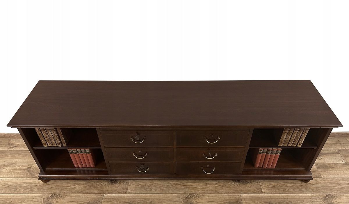 KOMODA PODEST niską szafka pod TV RTV antyk  6 szuflad, 204 cm