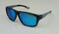 Мужские брендовые очки черные линзы голубые зеркальные с поляризацией
