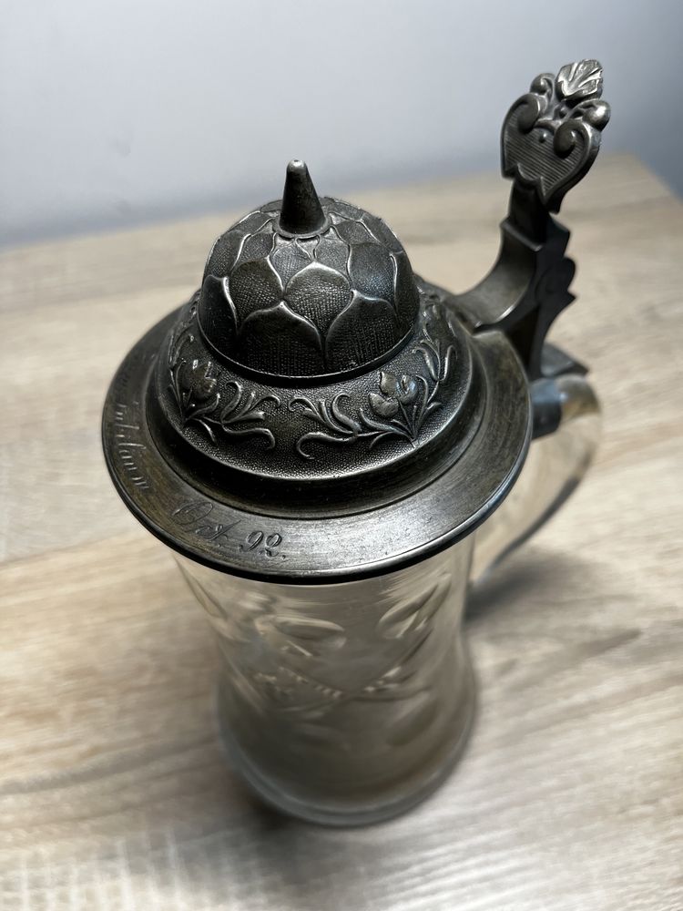 Kufel szklany niemiecki 1892