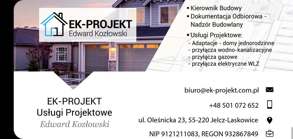 Biuro Projektowe Usługi-Adaptacje domów jedn,przyłącza wod-kan,gaz,WLZ