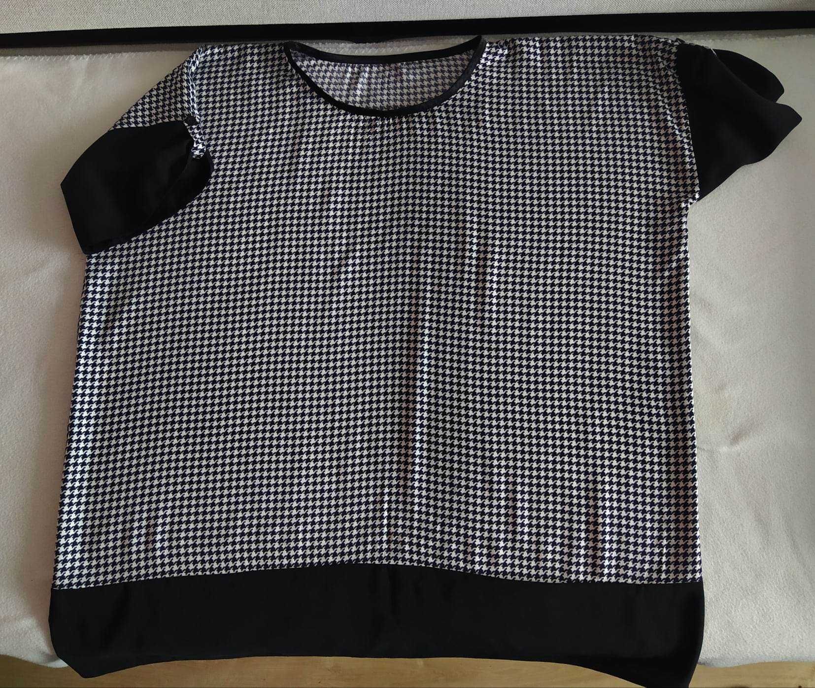 Bluzka tunika czarno-biała nowa oversize uni 46/48 pepitka