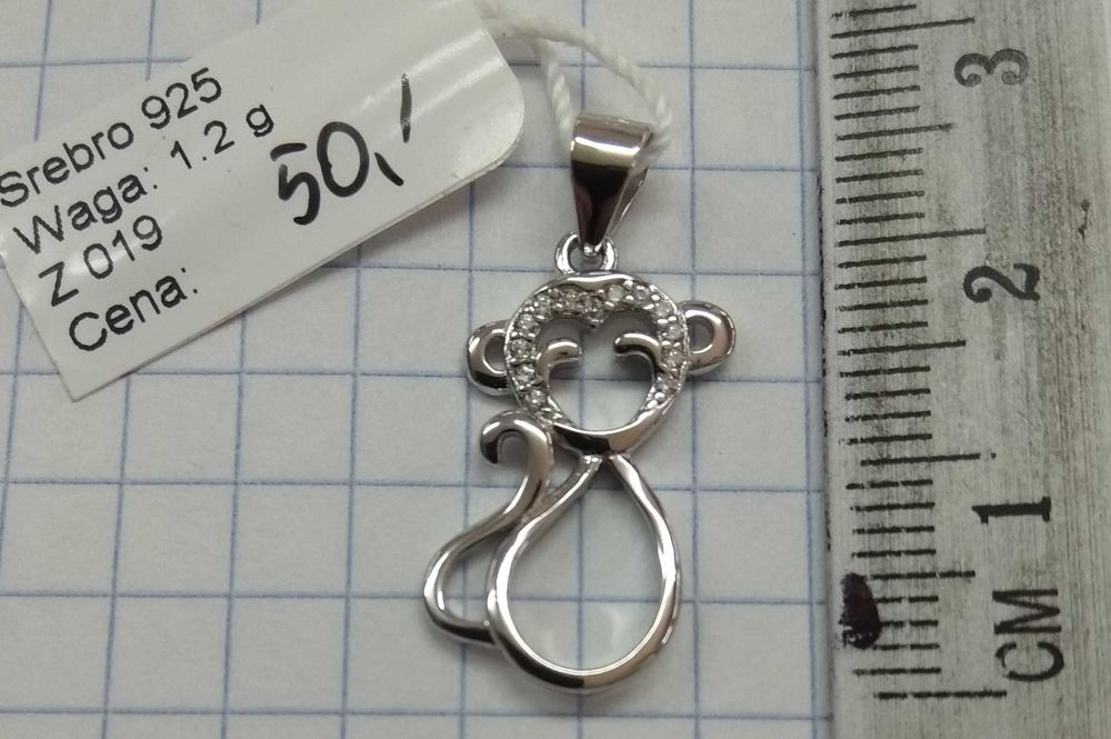 Wisiorek Małpa zabawna Małpka Srebro 925 Nowe