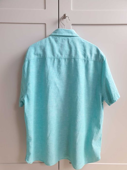 Morska niebieska koszula lniana Easy XL męska