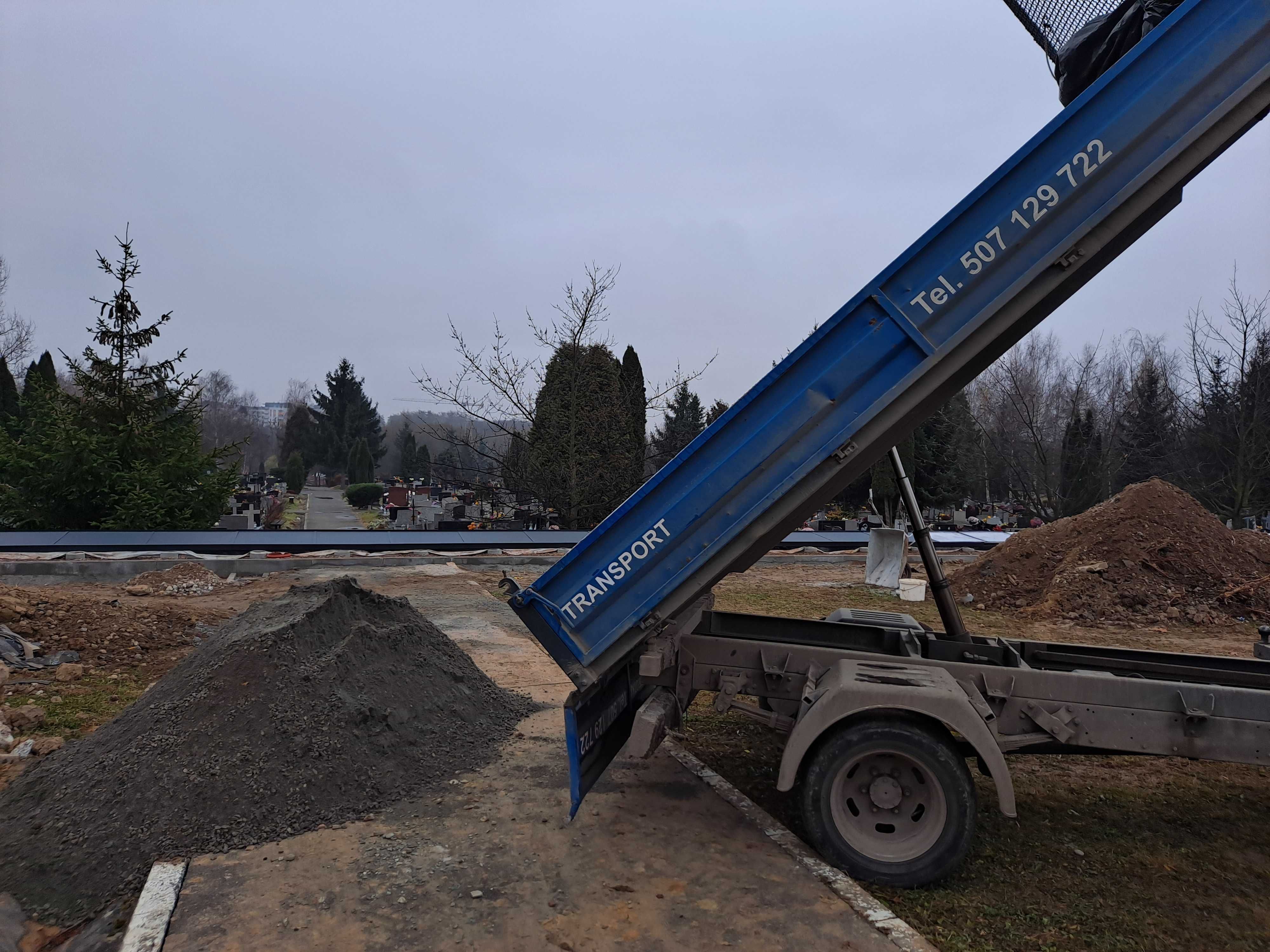 Beton półsuchy, zaprawy betonowe półsuche, transport wywrotką 3,5 tony