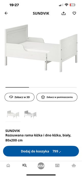 Sundvik IKEA łóżko rozsuwane 80x200- używane