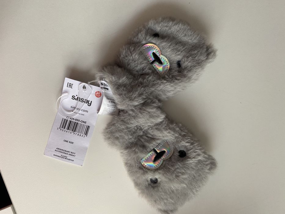 NOWE Sinsay Rękawiczki misie szare bezpalcowe 6-12 mcy