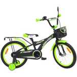 Rower dziecięcy 18 cali PRIME BMX Sport BLACK/Green MAT Premium