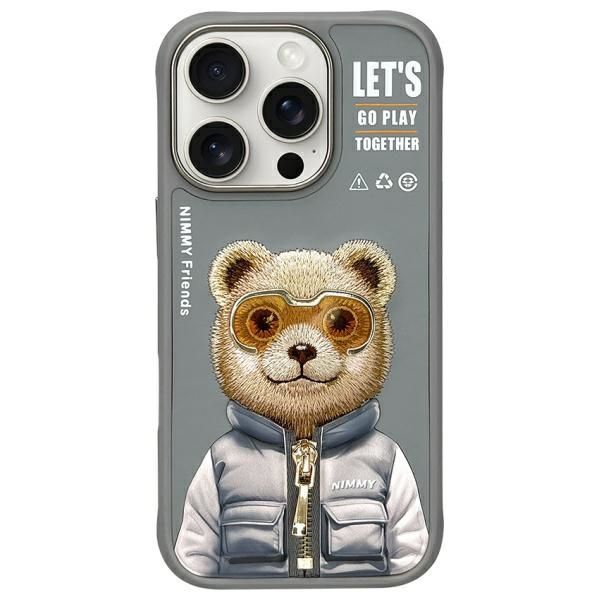 Nimmy etui iPhone 16 Pro Max 6.9"        szary/gray Cool&Cute 2.0 Bear