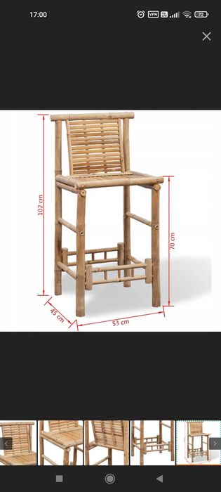 Krzesła barowe, hokery bambusowe