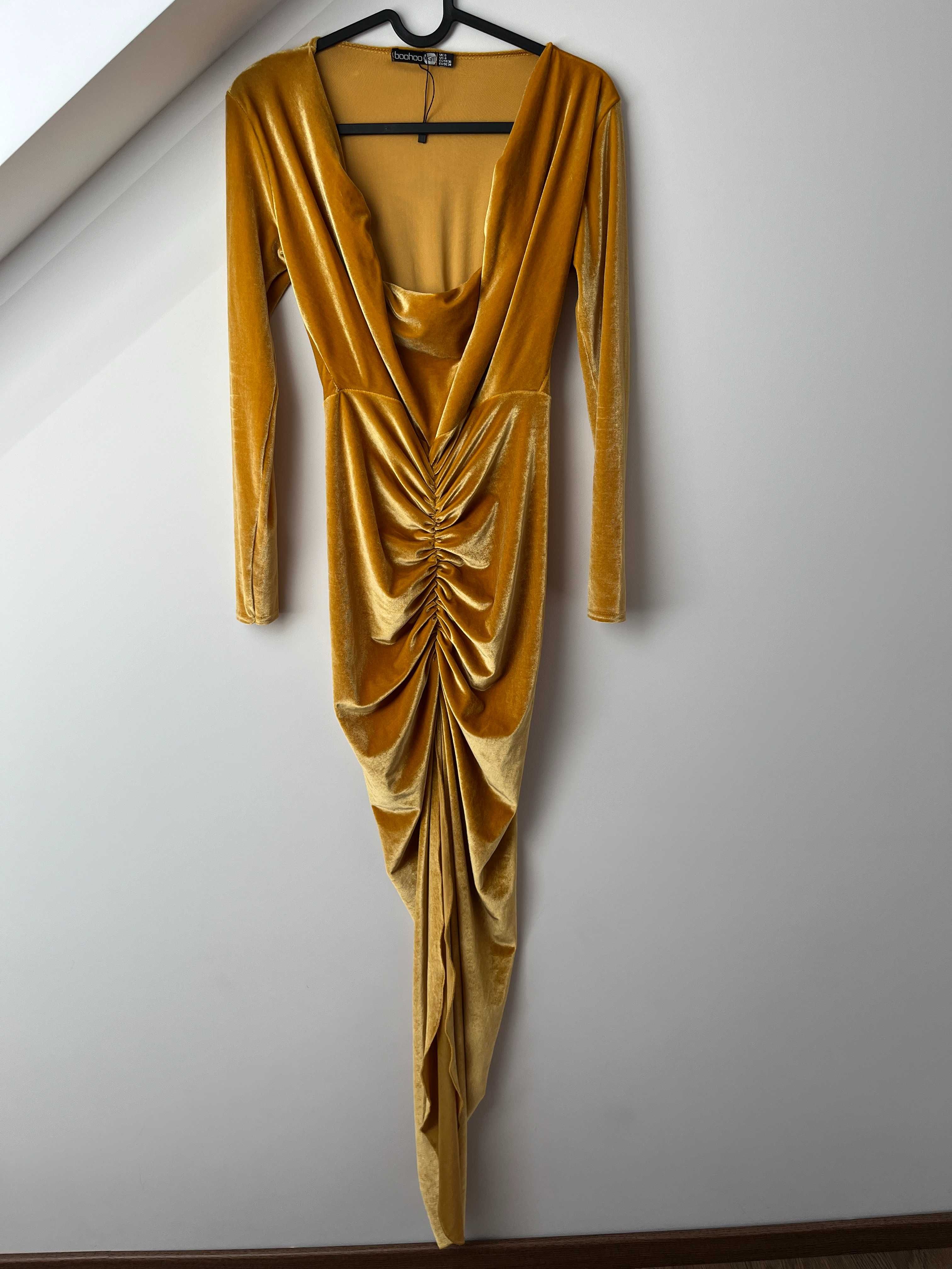 Sukienka wieczorowa Maxi Welurowa V-neck Roz. 36 (S) wesele studniówka