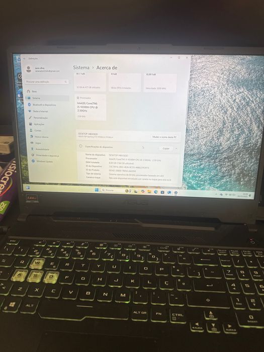 Portátil asus tuf gaming f15