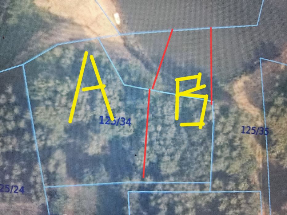 Działka z linią brzegową oraz częścią jeziora