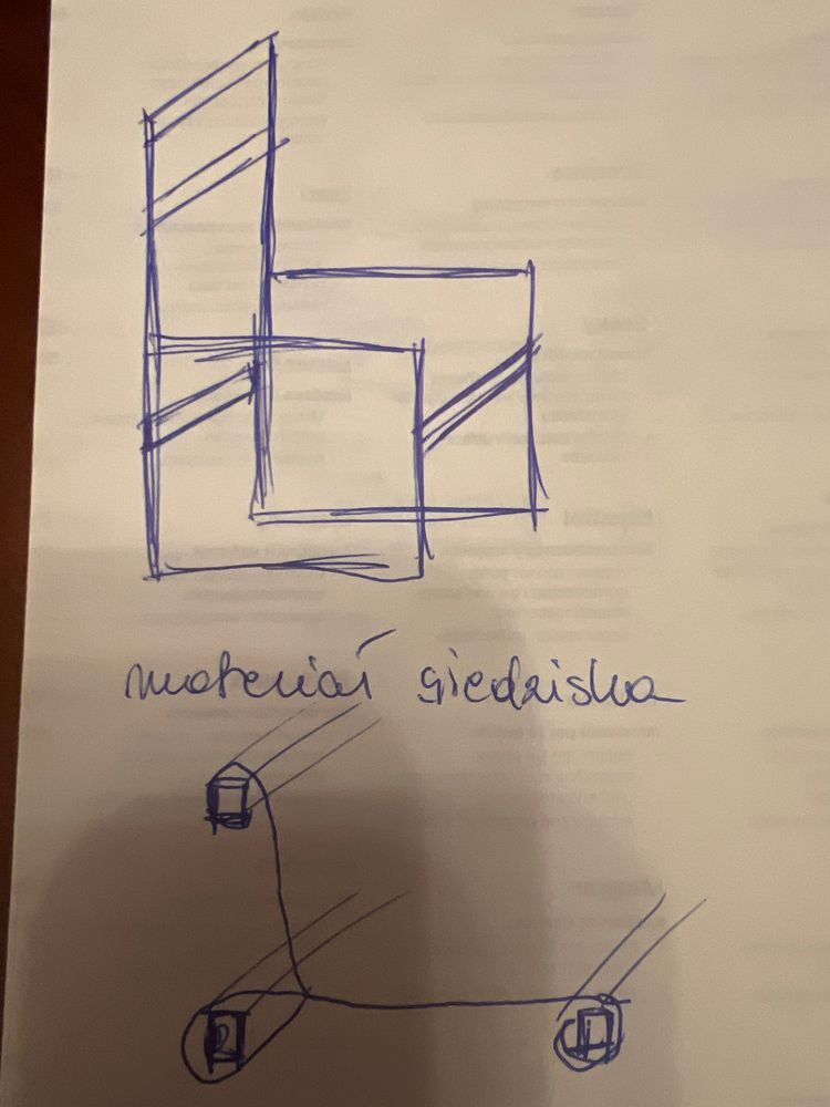 Drewniana sidna konstrukcja do 2 foteli i stolika