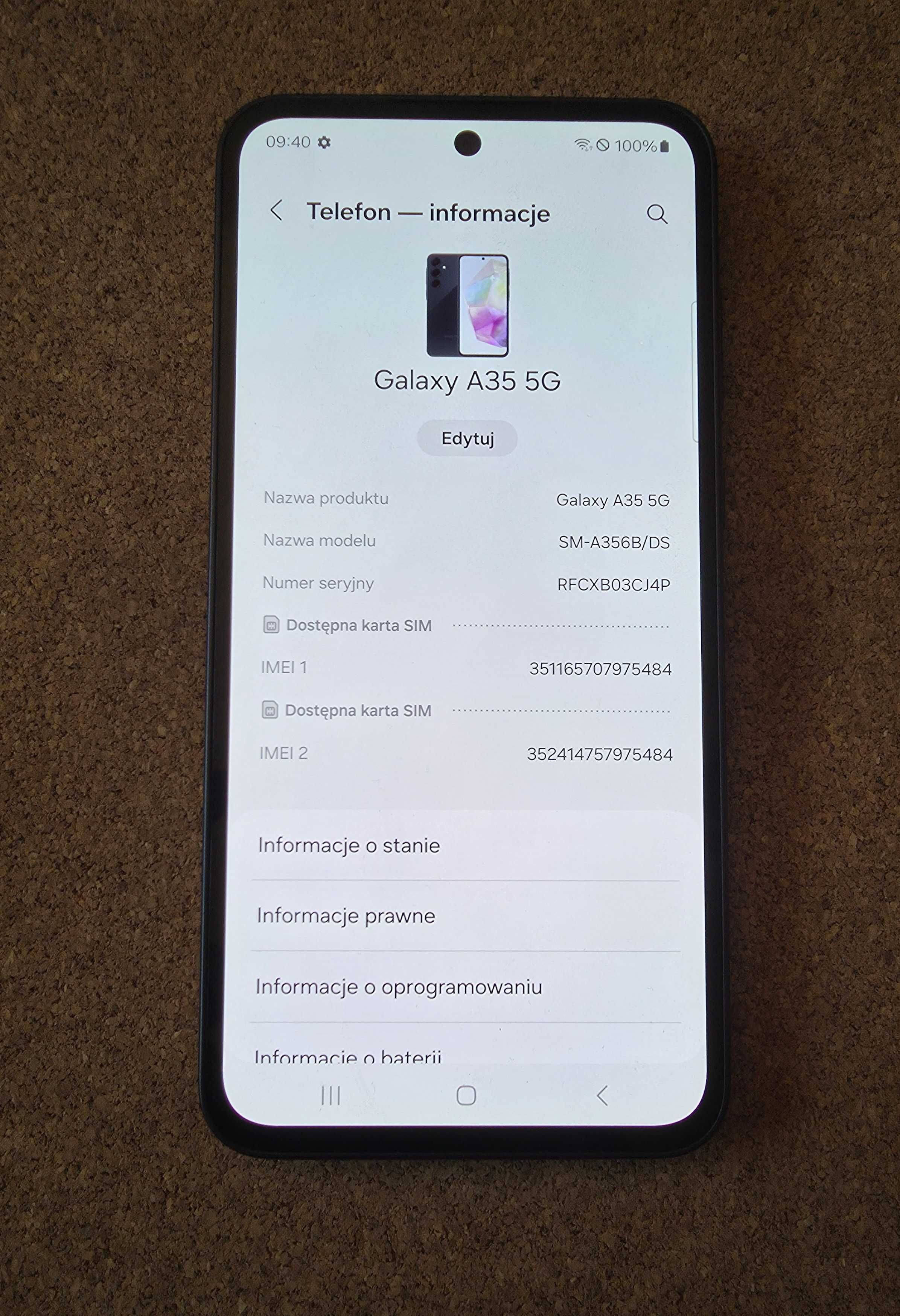 Samsung Galaxy A35 5G SM-S356 B/DS 6GB/128GB Czarny JakNowyBezBlokadGw